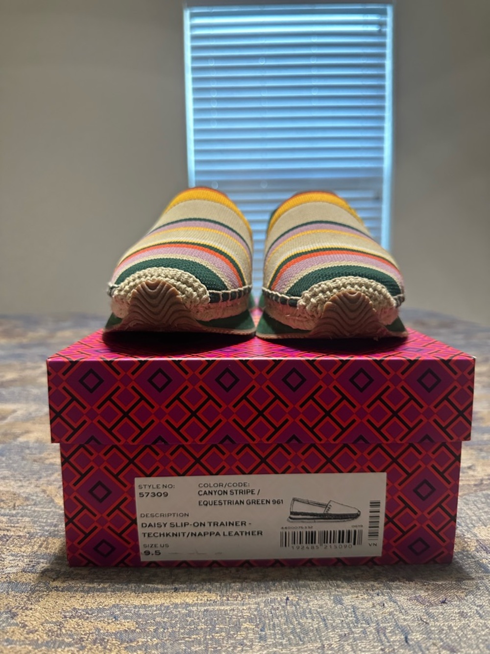 Tory Burch Striped Espadrille Slip-On in Yellow, Green, Pink and Cream